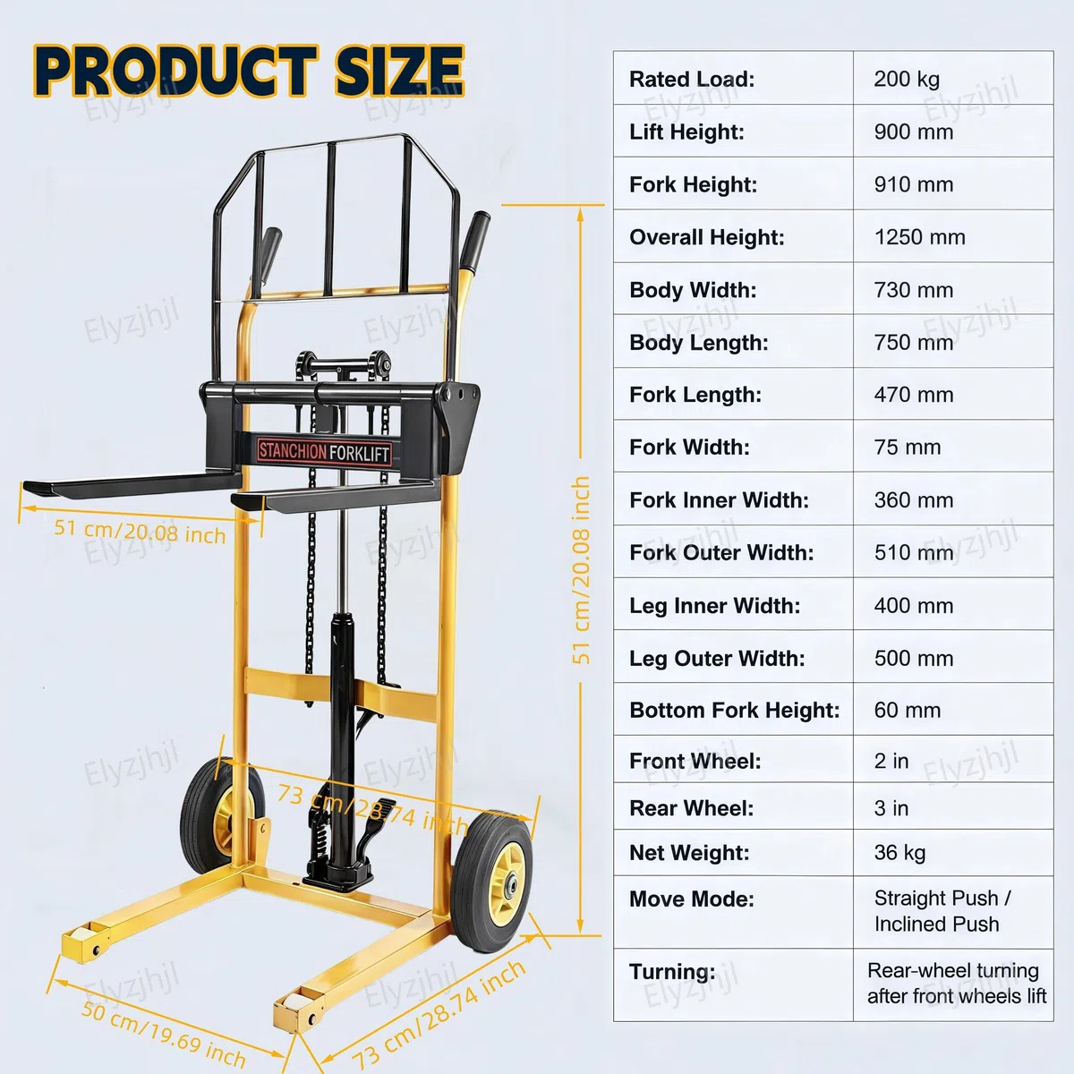 Apilador Hidráulico con Cabrestante Carga de 200 kg, Mesa Elevadora Hidráulica, Carretilla Manual Elevación de 90 cm, Apiladoras Plegable y Portátil, con Ruedas, para Fábricas, Almacenes