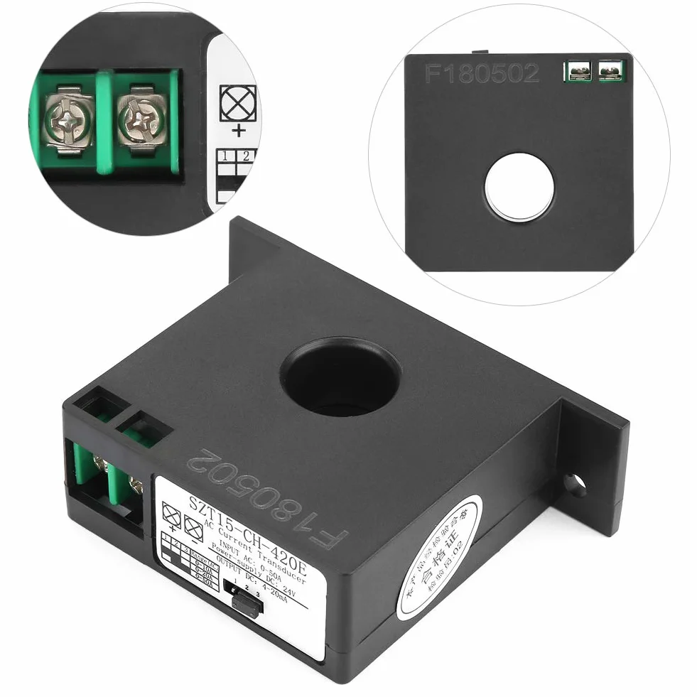 Transductor de Corriente AC SZT15-CH-420E Convertidor Sensor 0-50A
