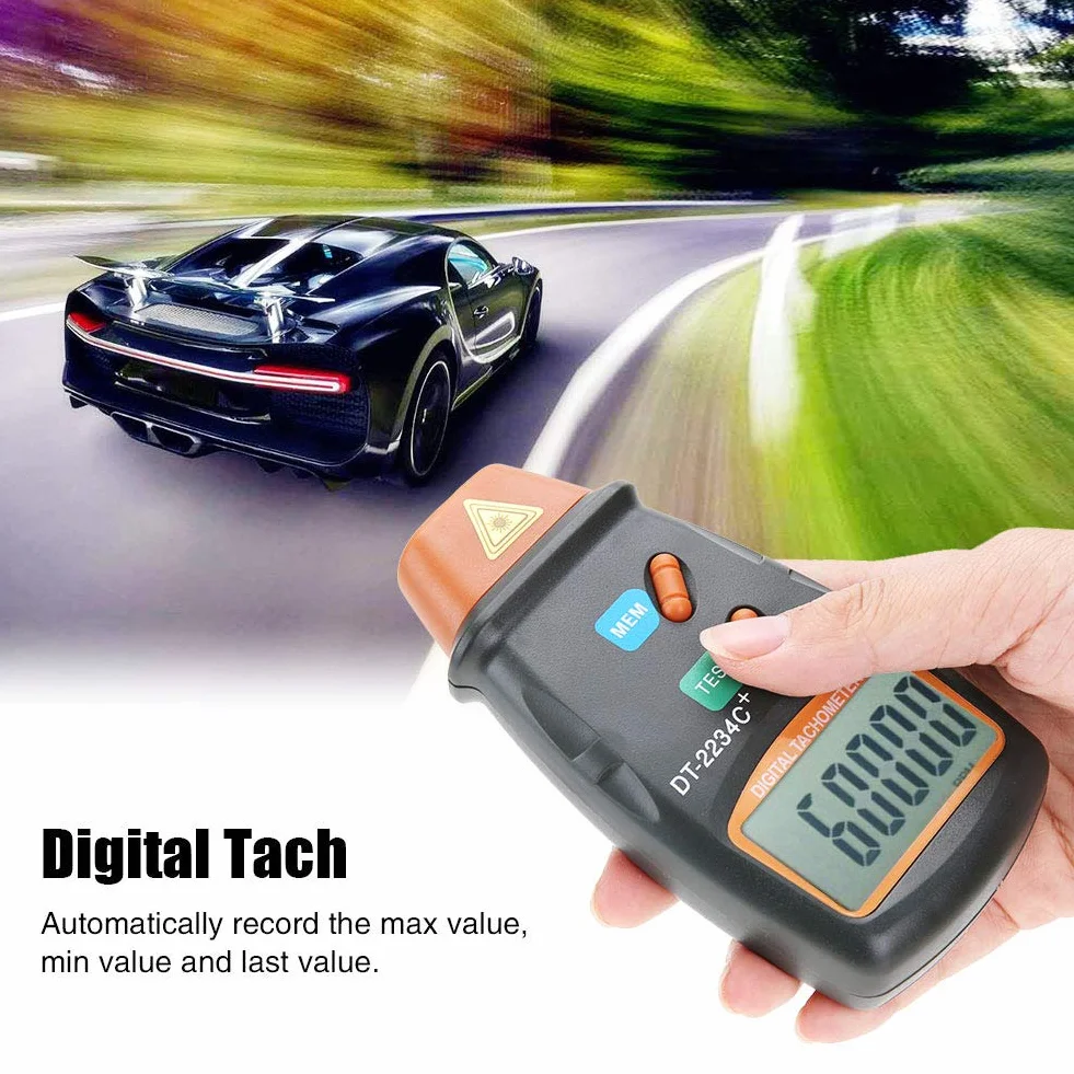 Tacómetro Digital Sin Contacto LCD Portátil Medidor de RPM para Motor