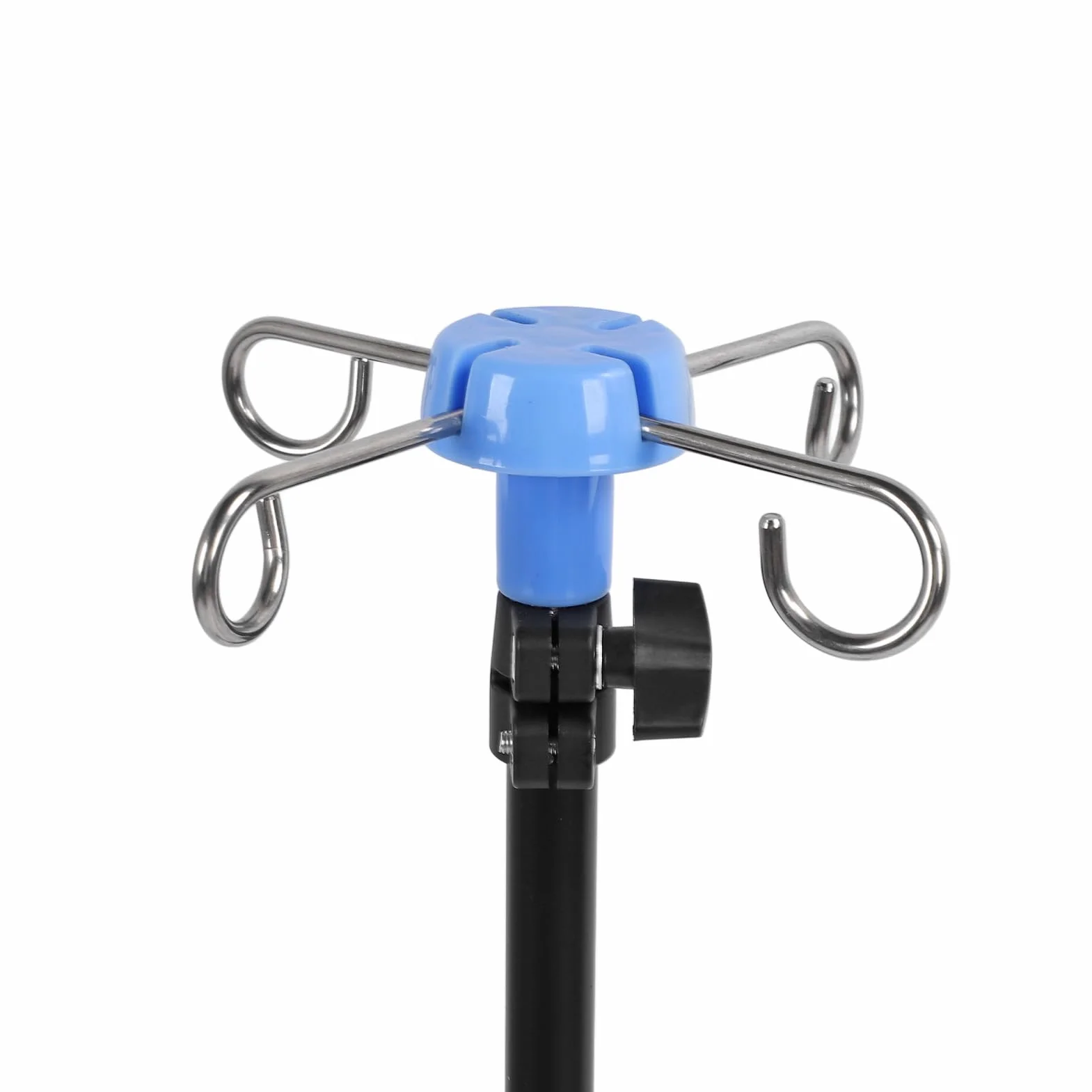 Soporte IV Portátil, Base Trípode Ajustable con 4 Ganchos, Altura Plegable y Material Resistente para Bolsas Intravenosas o Diálisis