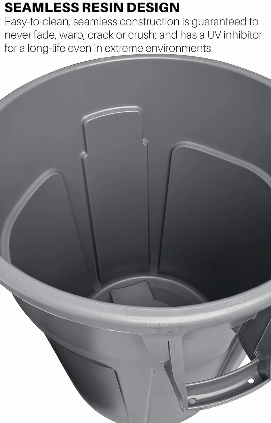 Rubbermaid Commercial Products FG261000GRAY Brute - Cubo de basura fabricado de plástico, capacidad de 37.6 l, apto para uso con alimentos con revestimiento, color gris