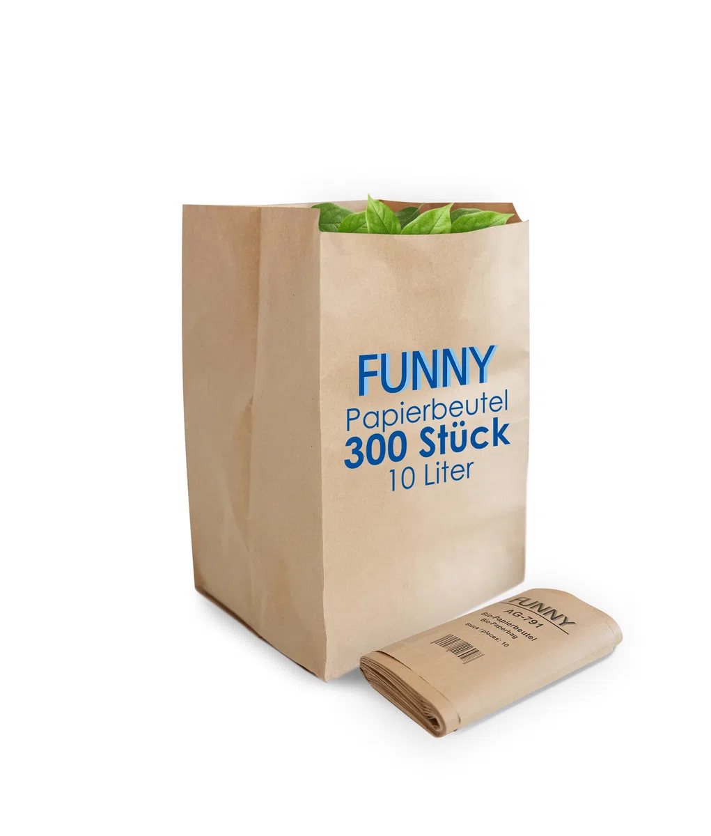 Semy AG-791 - Pack de 300 bolsas de papel ecológico, 10 l, color marrón