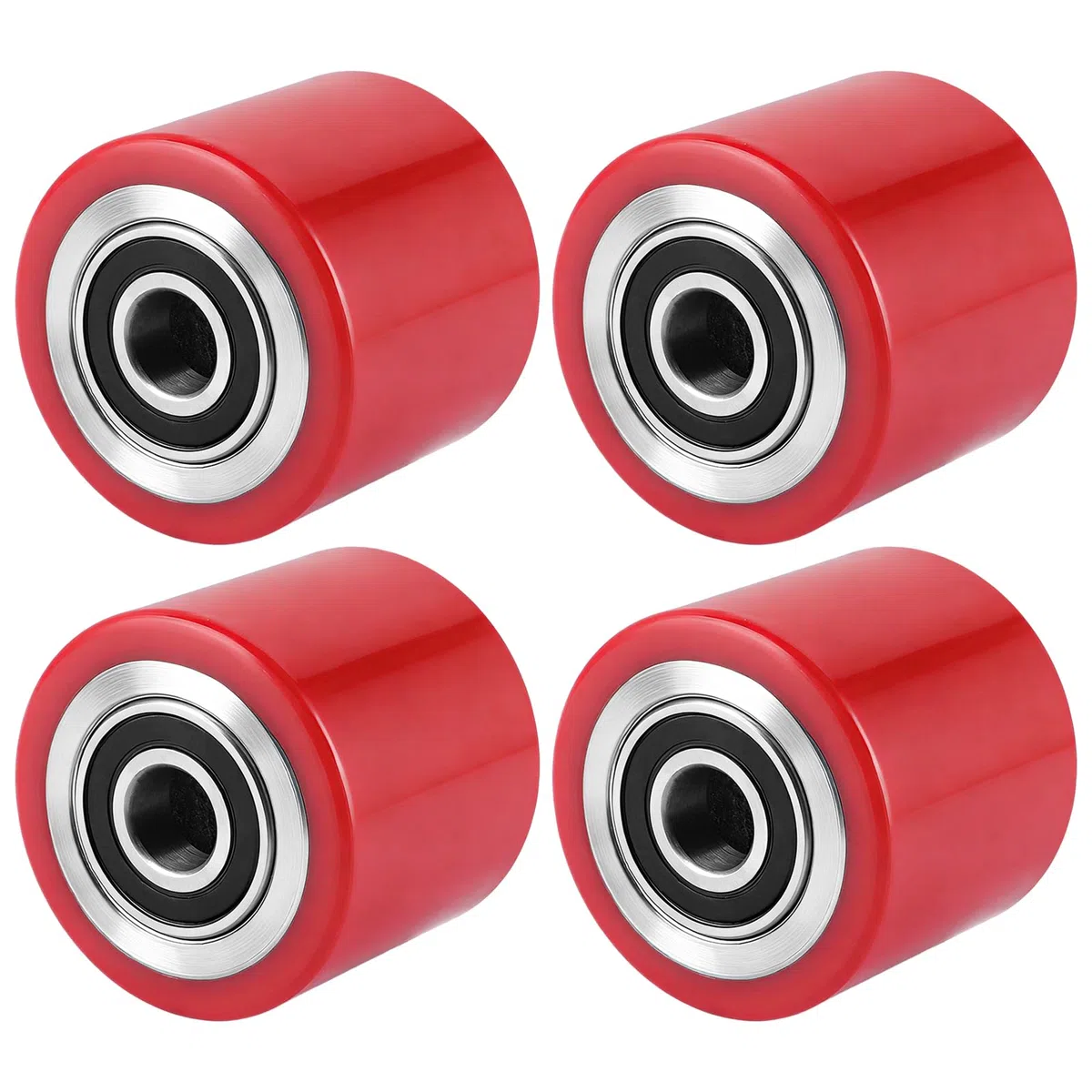 DAJAVE 4 ruedas para transpaleta de poliamida, nailon, 80 x 70 mm, poliuretano, con rodamiento de bolas, ruedas para transpaletas, ruedas de repuesto, máx