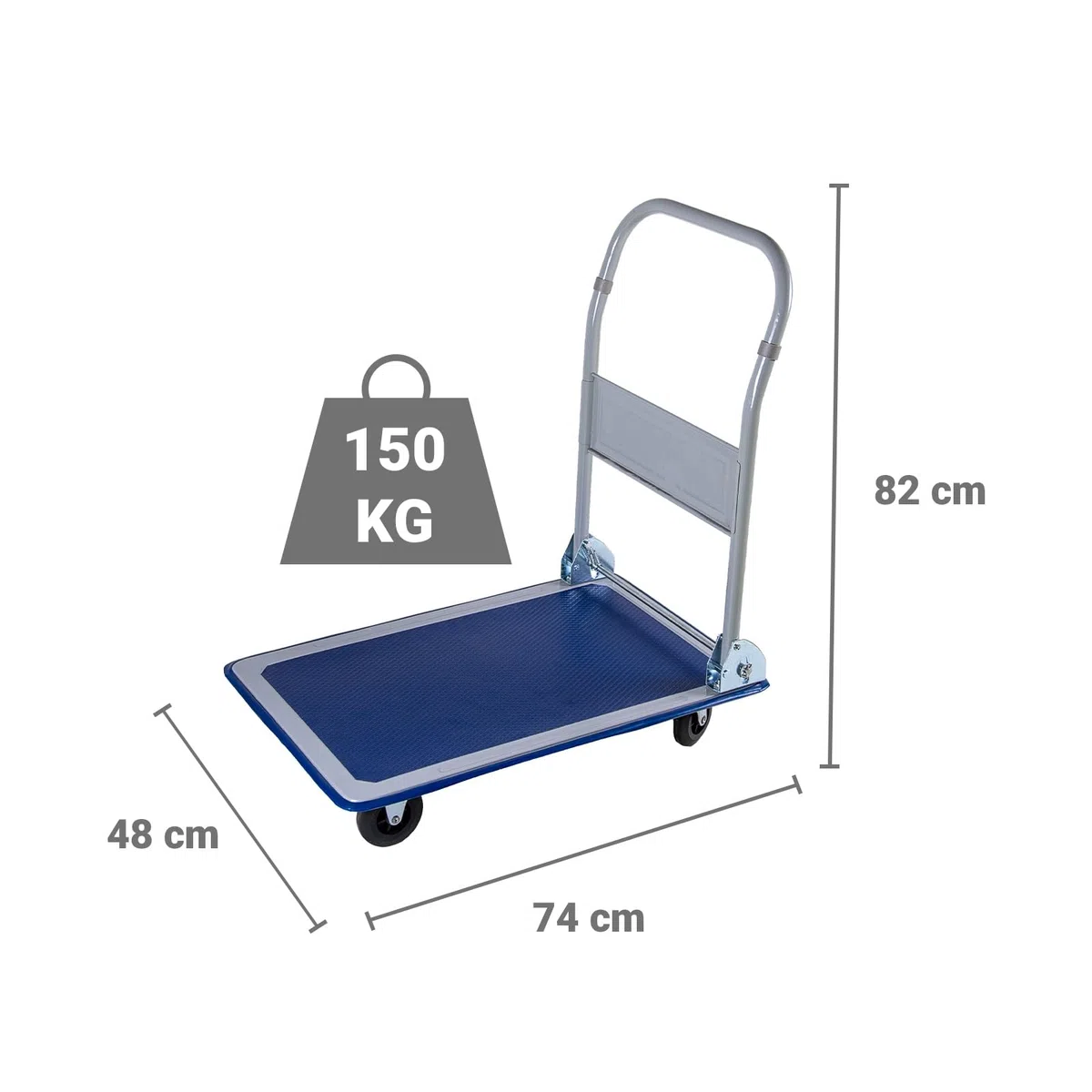 Carro de plataforma plegable con capacidad de carga de 150 kg | carro de transporte con placas | neumáticos de goma antideslizante, ruedas giratorias, bordes de goma, ayuda de transporte para mudanzas