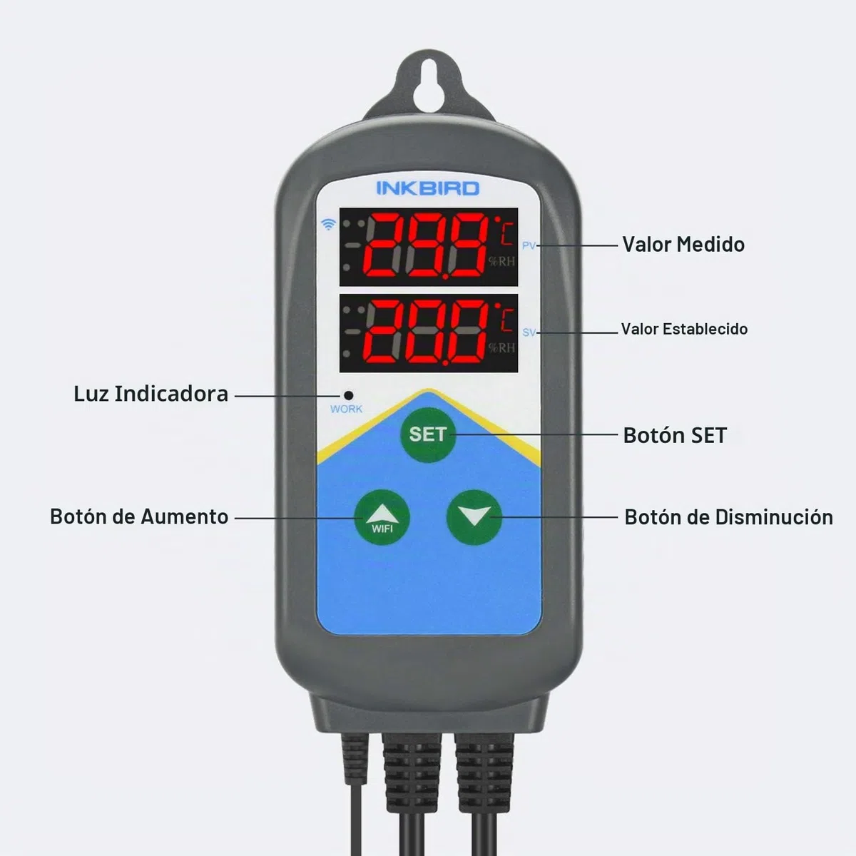 Inkbird Termostato WiFi, doble ciclo de tiempo, función de alarma, dos enchufes (solo para calefacción)