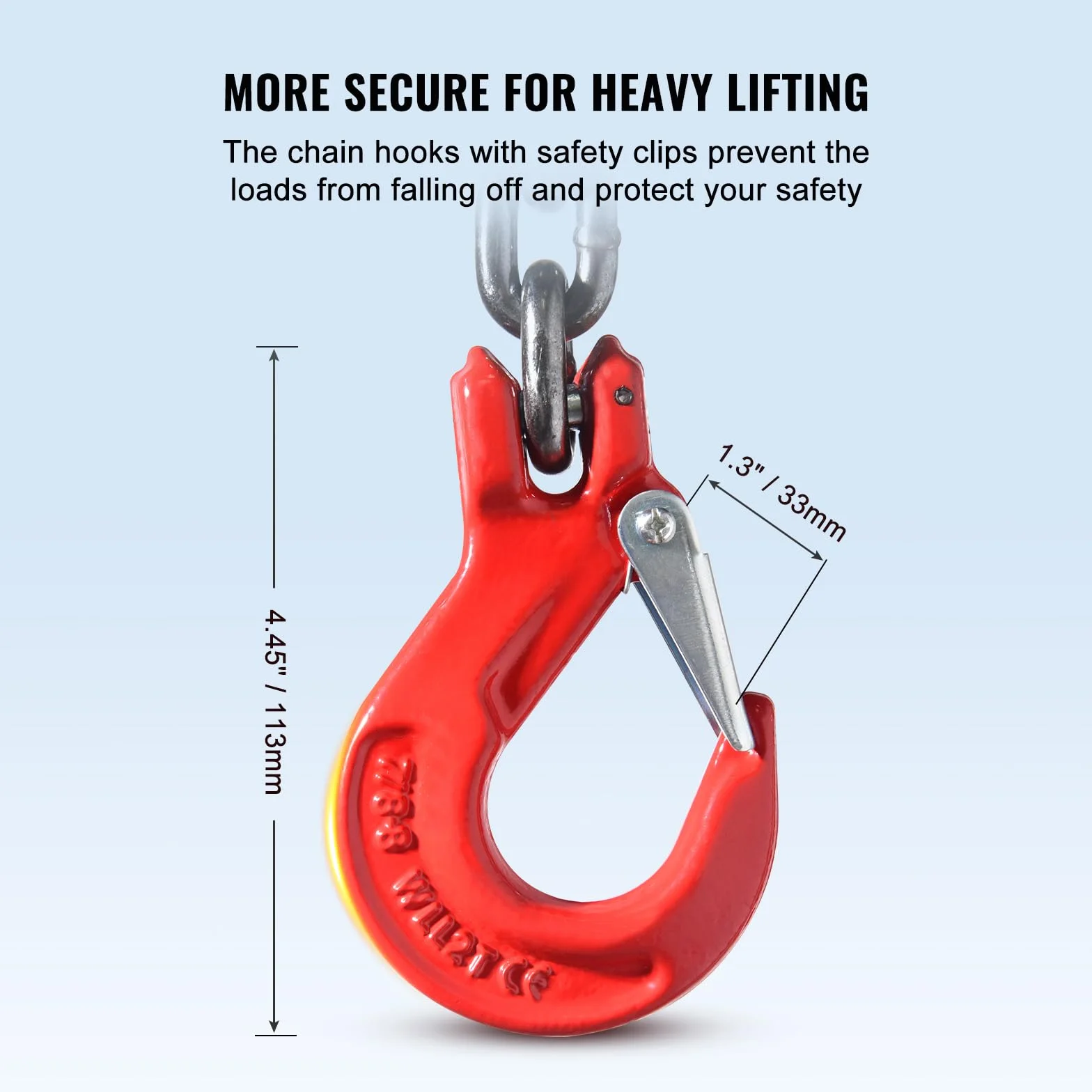 VEVOR Eslinga de Cadena de Elevación 2 Cadenas 8mm x 150cm Carga 2993 kg G80