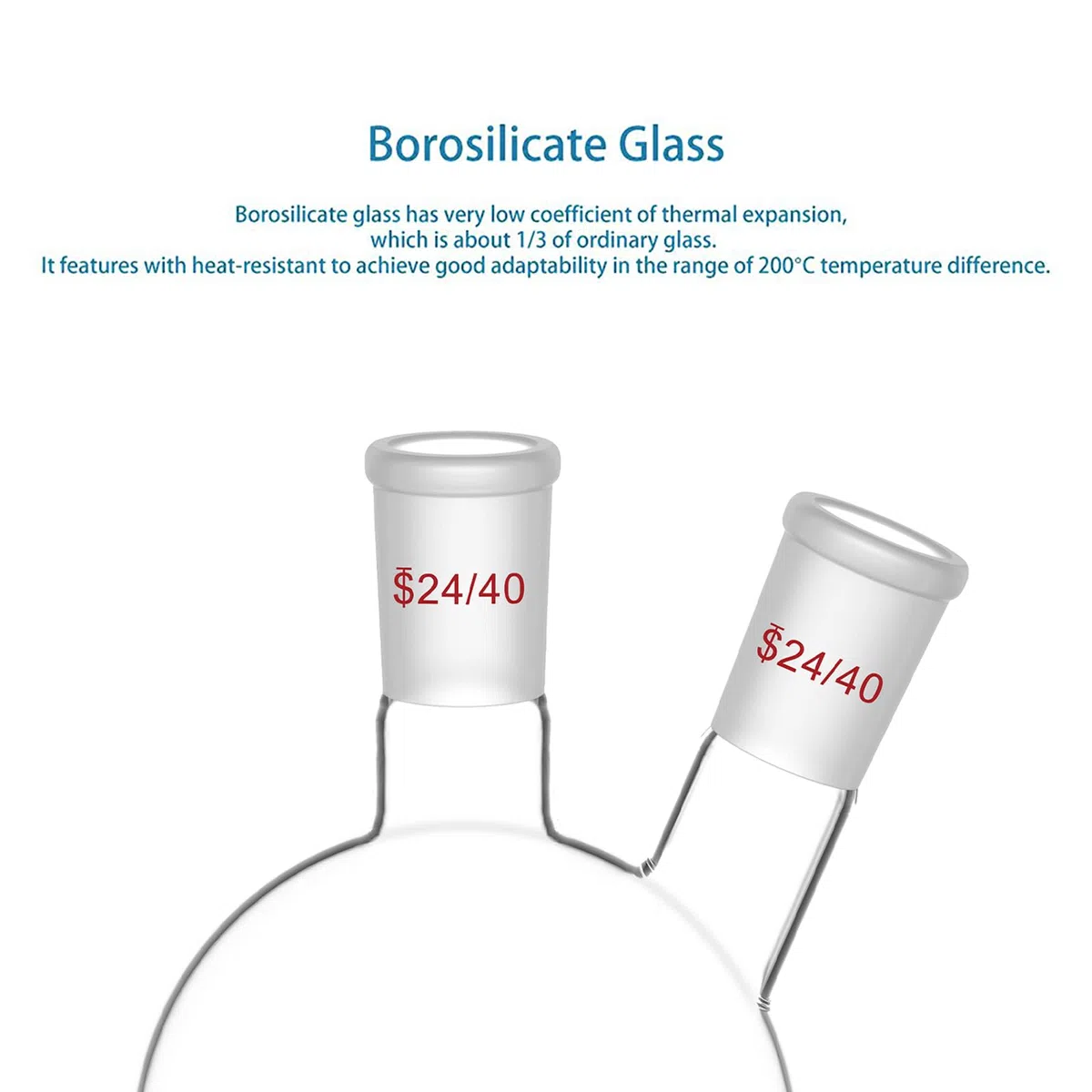 stonylab Dos-Cuello Balones de Destilación Redondo Frasco de Fondo de Borosilicato Vidrio RBF, con 24/40 Centro y Lado Cónicos Estándar Externo Joint, Round Bottom Lab Flask Boiling Flask, 500ml
