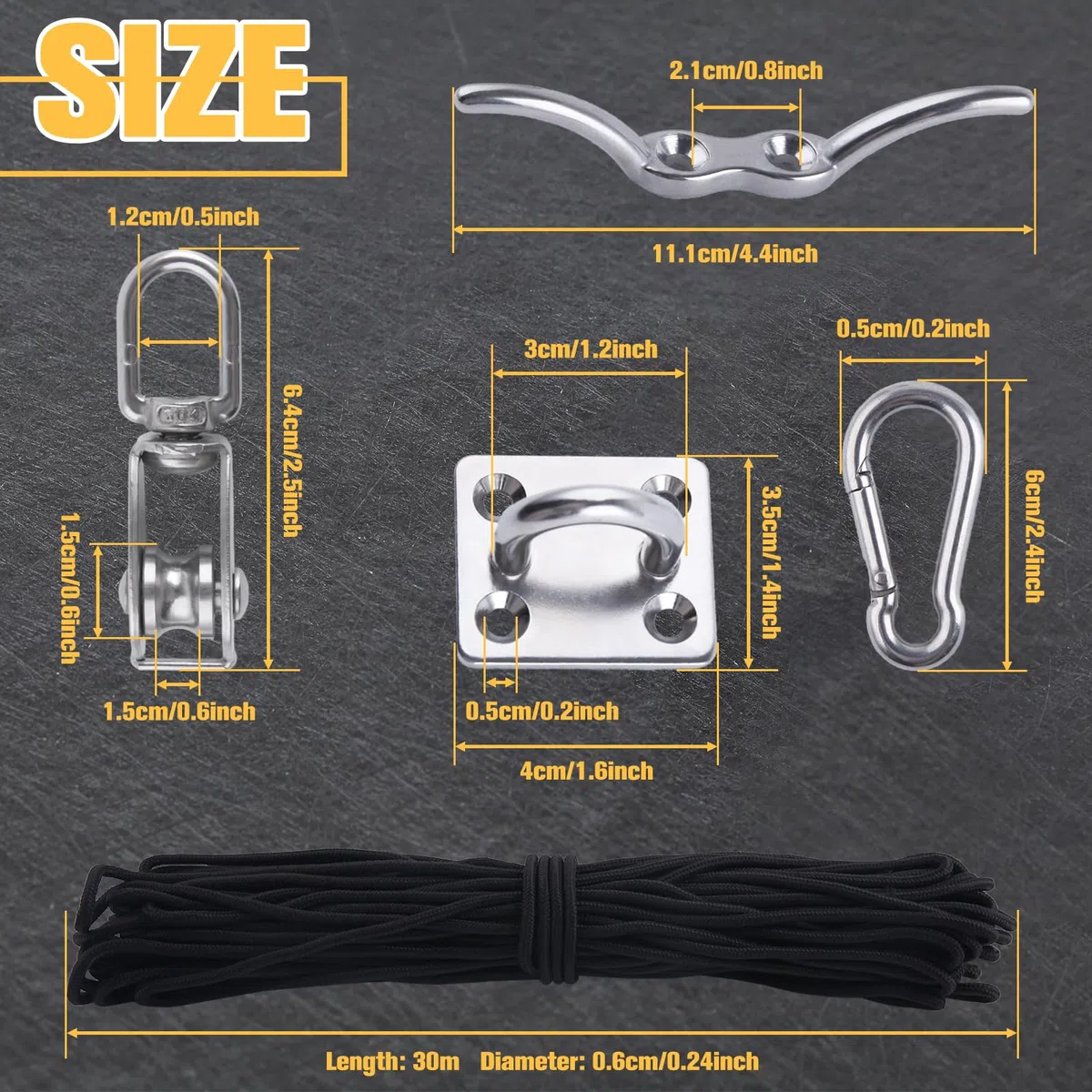 LEONTOOL M15 Kit de sistema de polea de acero inoxidable Polea única Bloque Cable de alambre Rueda de remolque de alambre colgante con cuerda de nylon para levantar equipos de gimnasia