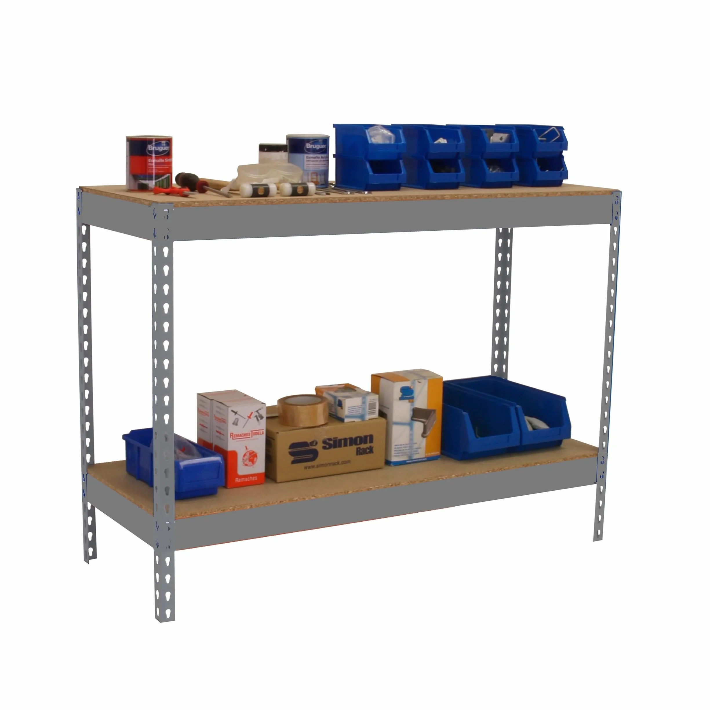 Simon Rack Banco de Trabajo Taller 1500x750 mm - BT Basic | Capacidad Carga 400 kg, Montaje sistema clic, Pintura anticorrosión, Gris