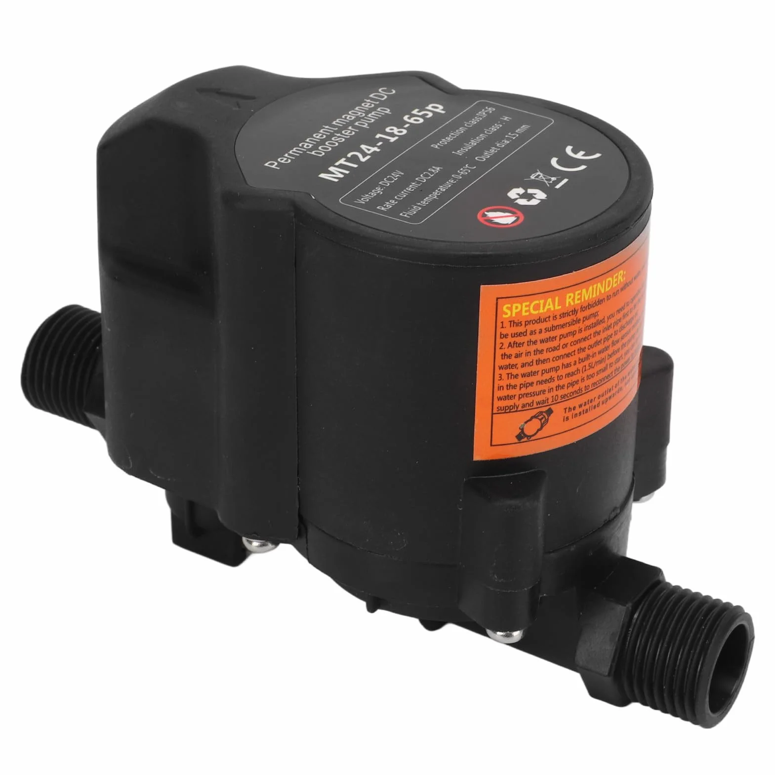 Bomba de Refuerzo de Presión de Agua Wakects, Automática, Silenciosa, Compatible con Calentadores de Agua, Negro, 24V, 15L/min, 18m, UE