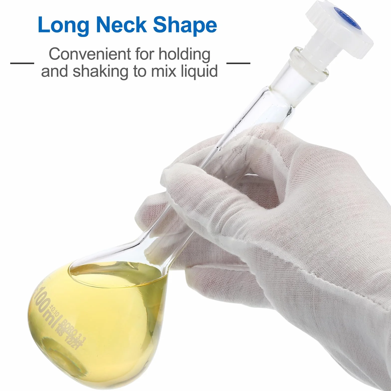 PATIKIL Aforado Matraz 100ml 2uds 3,3 Borosilicato Vidrio Graduado Medidor con Tapón Tolerancia 0,1ml Laboratorio