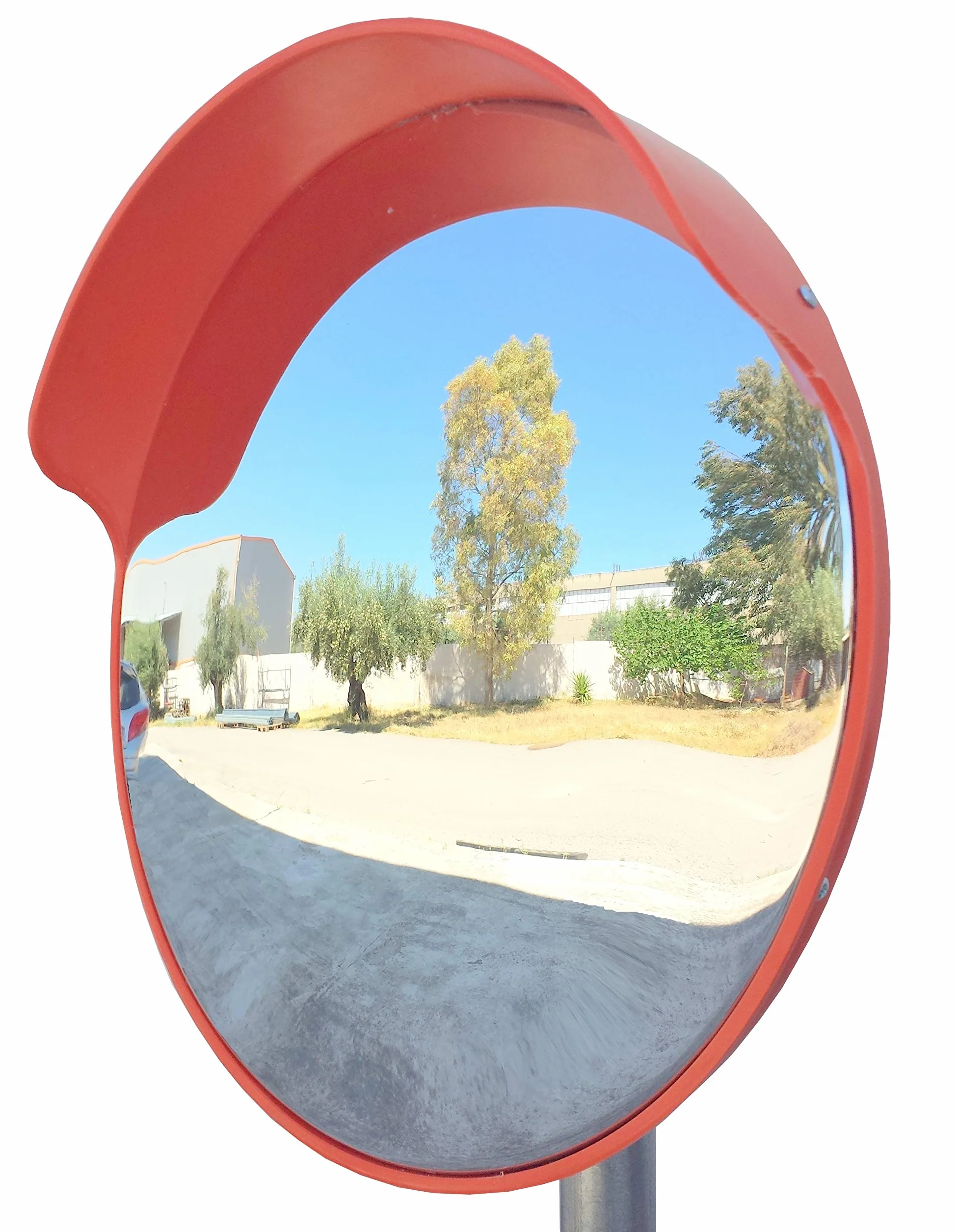 Espejo de seguridad, convexo y flexible, de 45 cm de diámetro, para garantizar la seguridad en calles y en tiendas, con soporte de fijación ajustable para poste de 48 mm