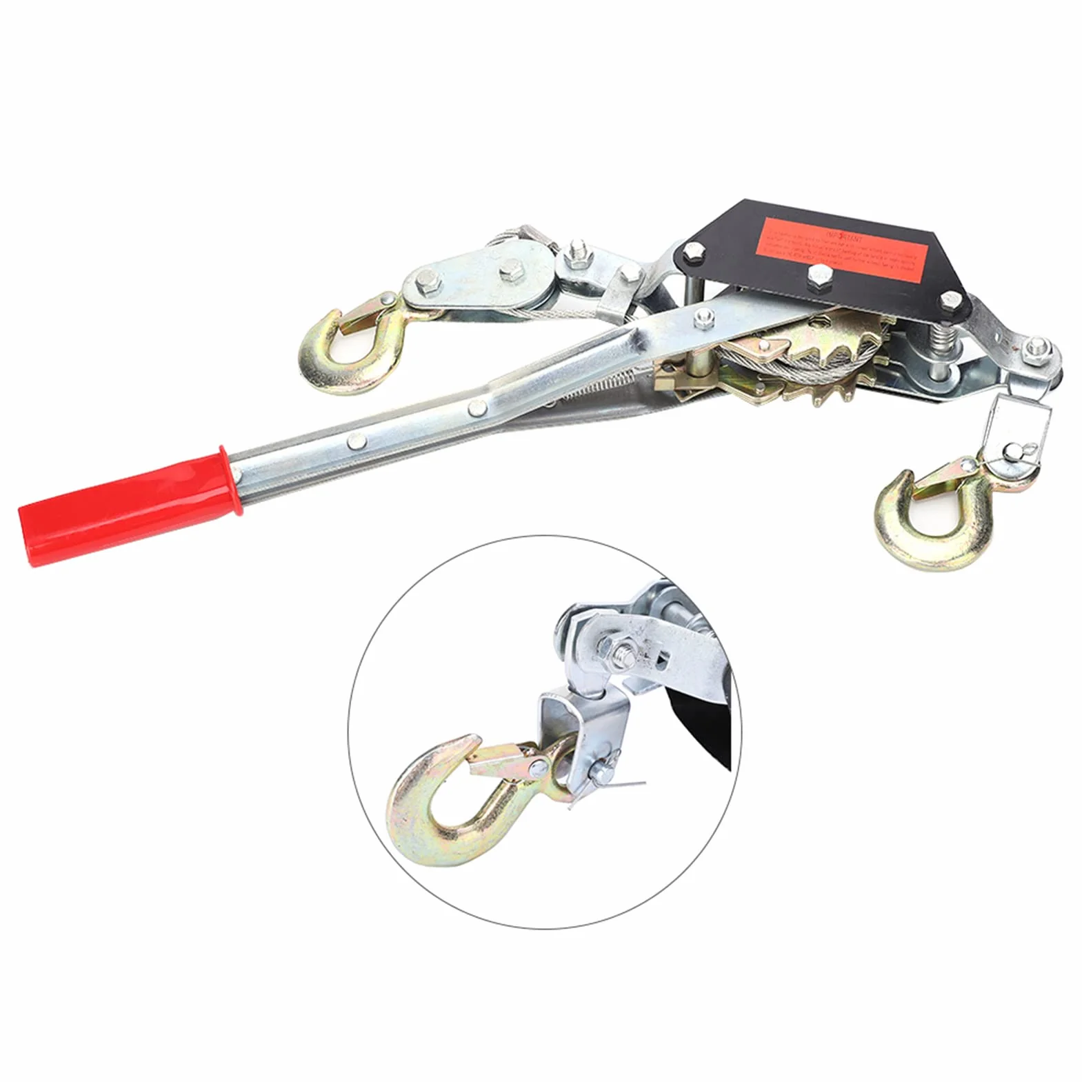 Extractor de Cable de Alimentación, Engranajes Dobles, Servicio Pesado, 2 Toneladas, con 2 Ganchos, Elevación Automotriz
