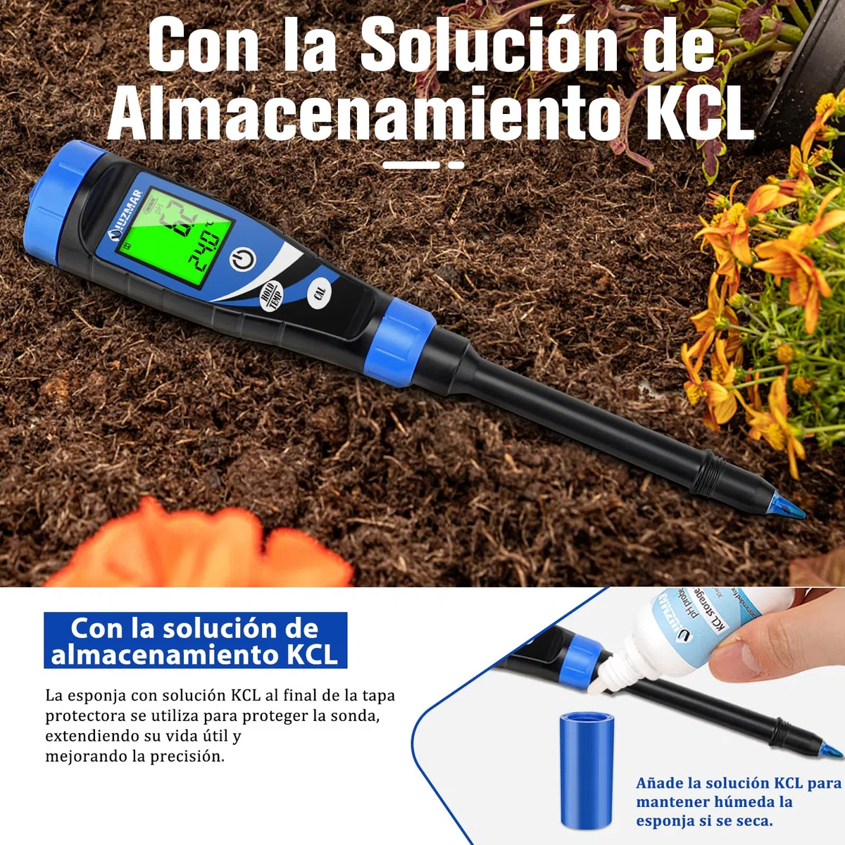 UIUZMAR Medidor de pH del Suelo, Medidor Electrónico de pH para Plantas, Probador de pH del Suelo, Medidor de pH Digital para Tierra y Agua, Hidroponia