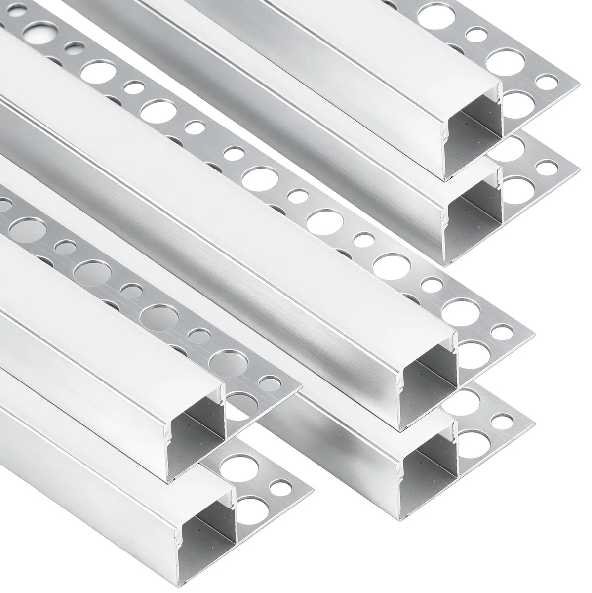 LEDLightsWorld - Perfil led de aluminio para tiras de LED de 15 mm, 6 unidades, perfil de azulejos LED de 3,3 ft/1 m con cubierta lechosa, perfil de aluminio para paneles de yeso, perfil LED de