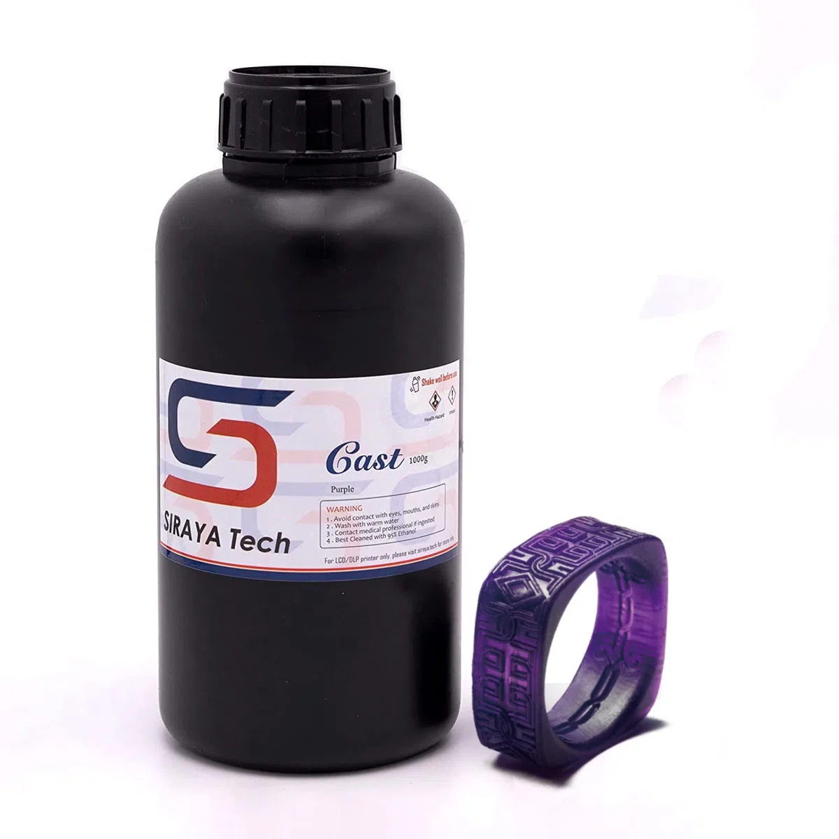 Siraya Tech Cast Resina de Impresora 3D Resina de curado UV LCD Fácil de Imprimir Usar y Quemar Resina de fotopolímero de 405 NM de Alta resolución para Hacer Joyas y Piezas de Metal (Púrpura, 1 kg)