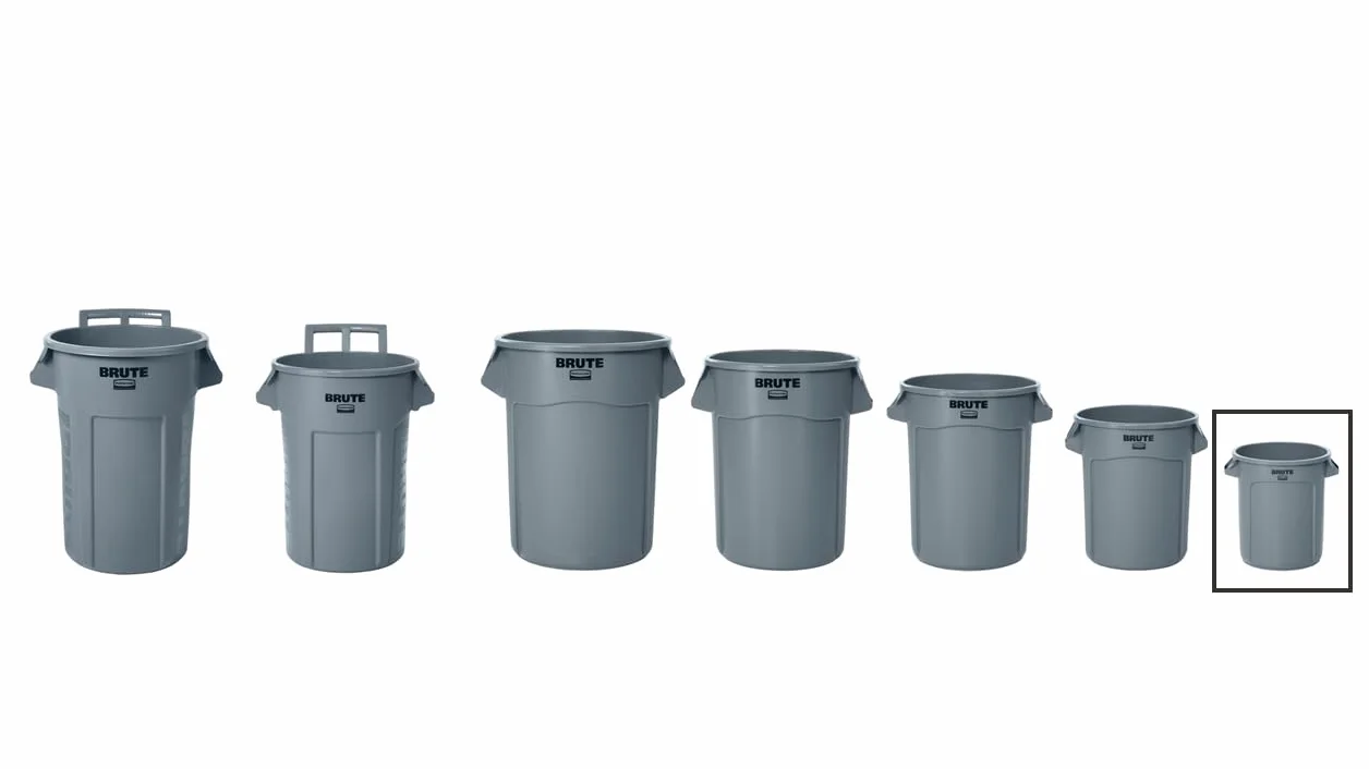 Rubbermaid Commercial Products FG261000GRAY Brute - Cubo de basura fabricado de plástico, capacidad de 37.6 l, apto para uso con alimentos con revestimiento, color gris