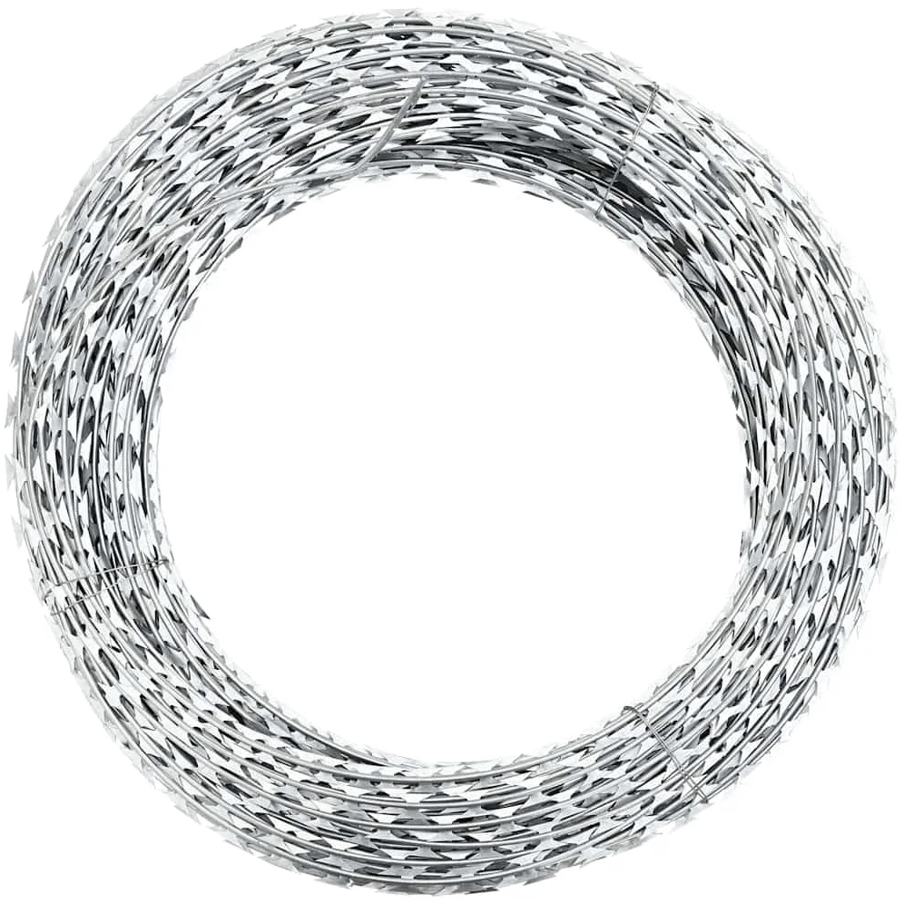 vidaXL Alambre de Espino Acero Galvanizado 60 m Rollo Pinchos para Alambrada