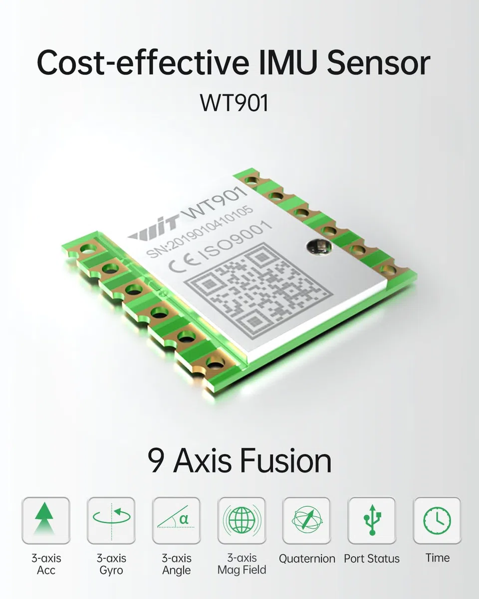[Módulo IMU de 9 ejes] Módulo WT901 MPU9250, acelerómetro de 3 ejes, giroscopio, magnetómetro e inclinómetro, sensores de aceleración AHRS, brújula digital IIC/TTL