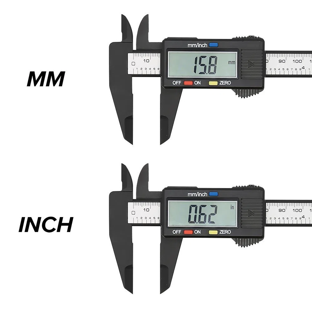 Calibrador vernier digital, de 100 - 150 mm; electrónico, medidor de plástico con pantalla de cristal líquido, micrómetro de fibra de carbón, herramienta de medición, 150mm 6inch, plástico, 1