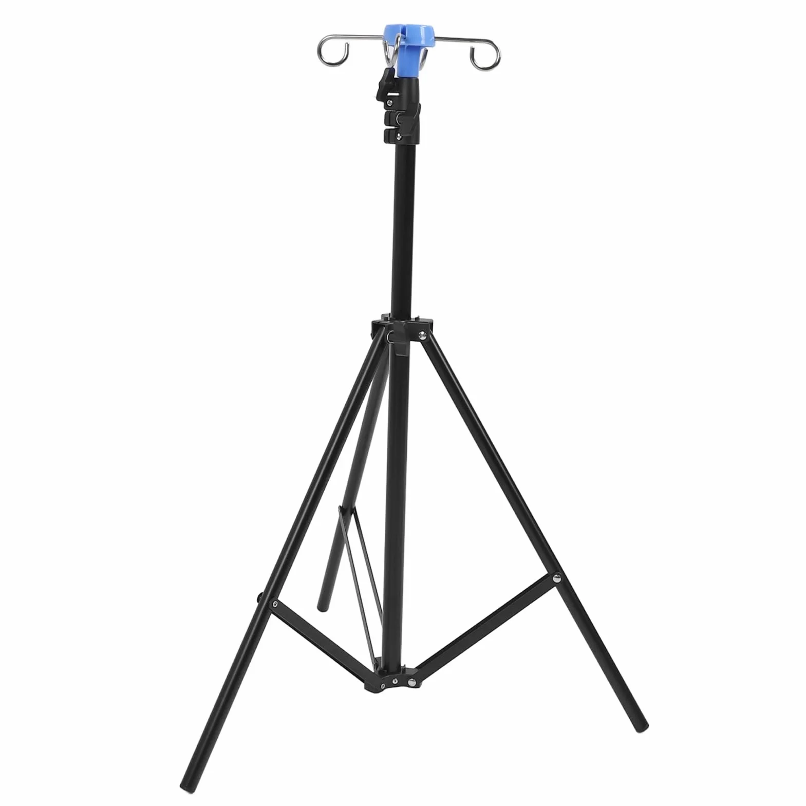 Soporte IV Portátil, Base Trípode Ajustable con 4 Ganchos, Altura Plegable y Material Resistente para Bolsas Intravenosas o Diálisis