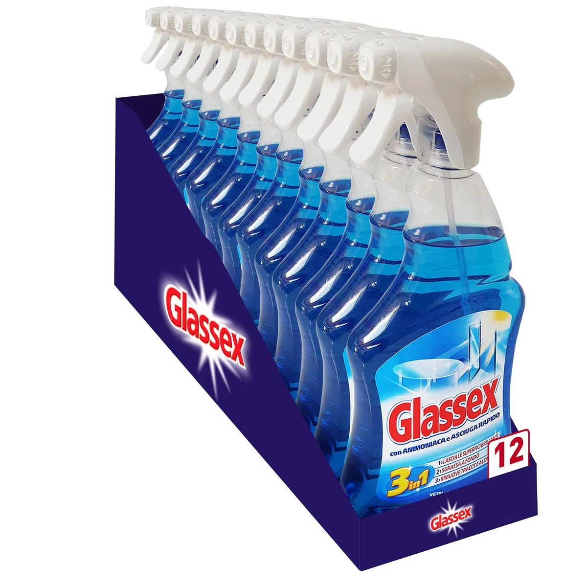 Glassex - Limpiador para ventanas Paquete de 12 Ammoniaca