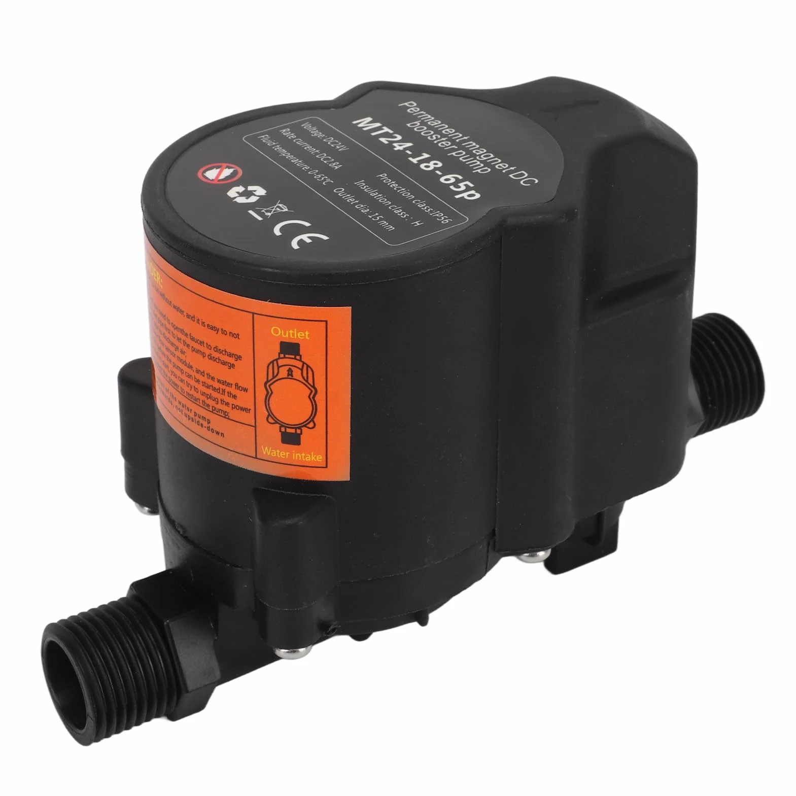 Bomba de Refuerzo de Presión de Agua Wakects, Automática, Silenciosa, Compatible con Calentadores de Agua, Negro, 24V, 15L/min, 18m, UE