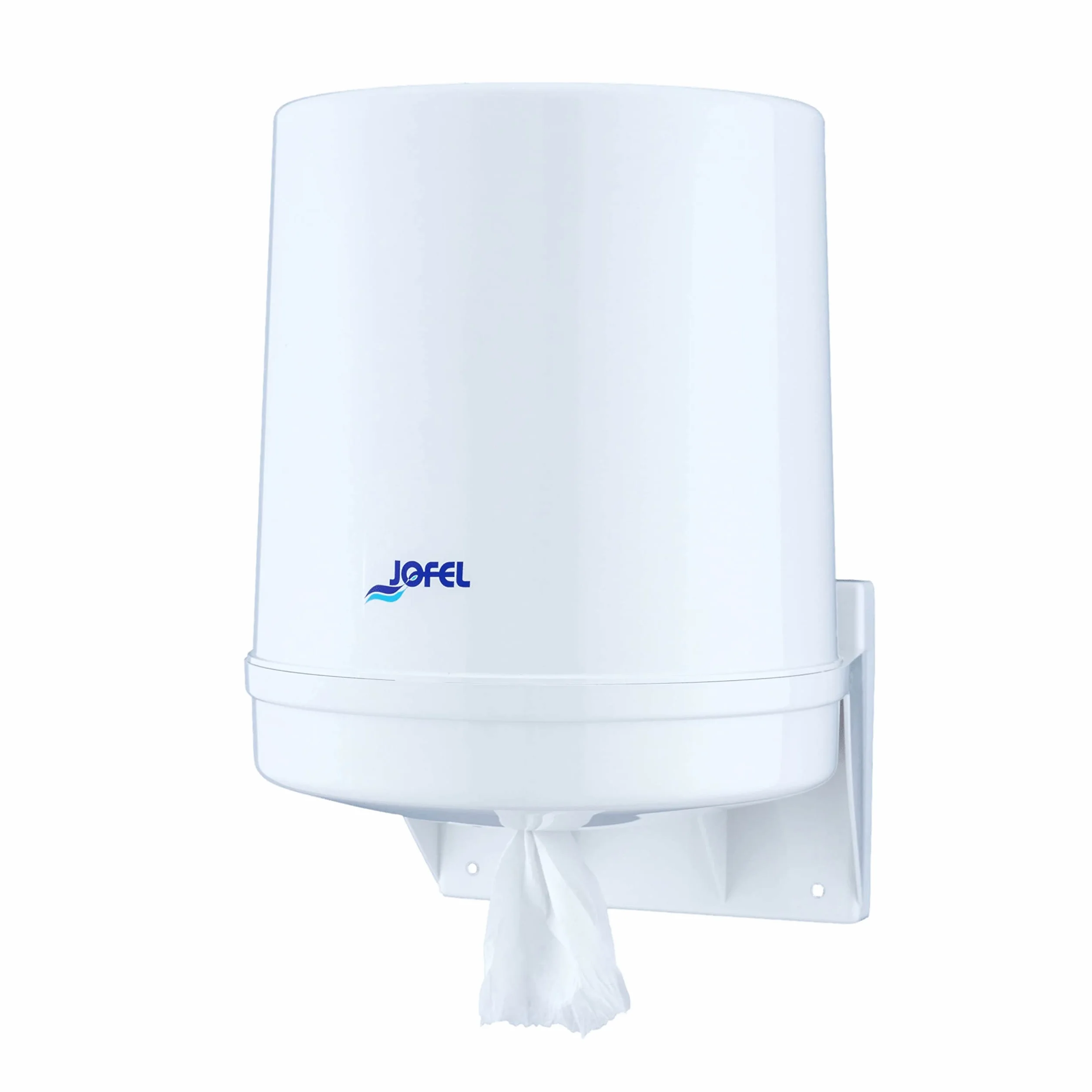 Jofel - Dispensador de Papel en Bobina hasta 205mm Mecha en Continuo, Bobina Especial para Dispensar por el Centro de la Base, Maxima Higiene, Carcasa de ABS, Clásica AG20020, Blanco