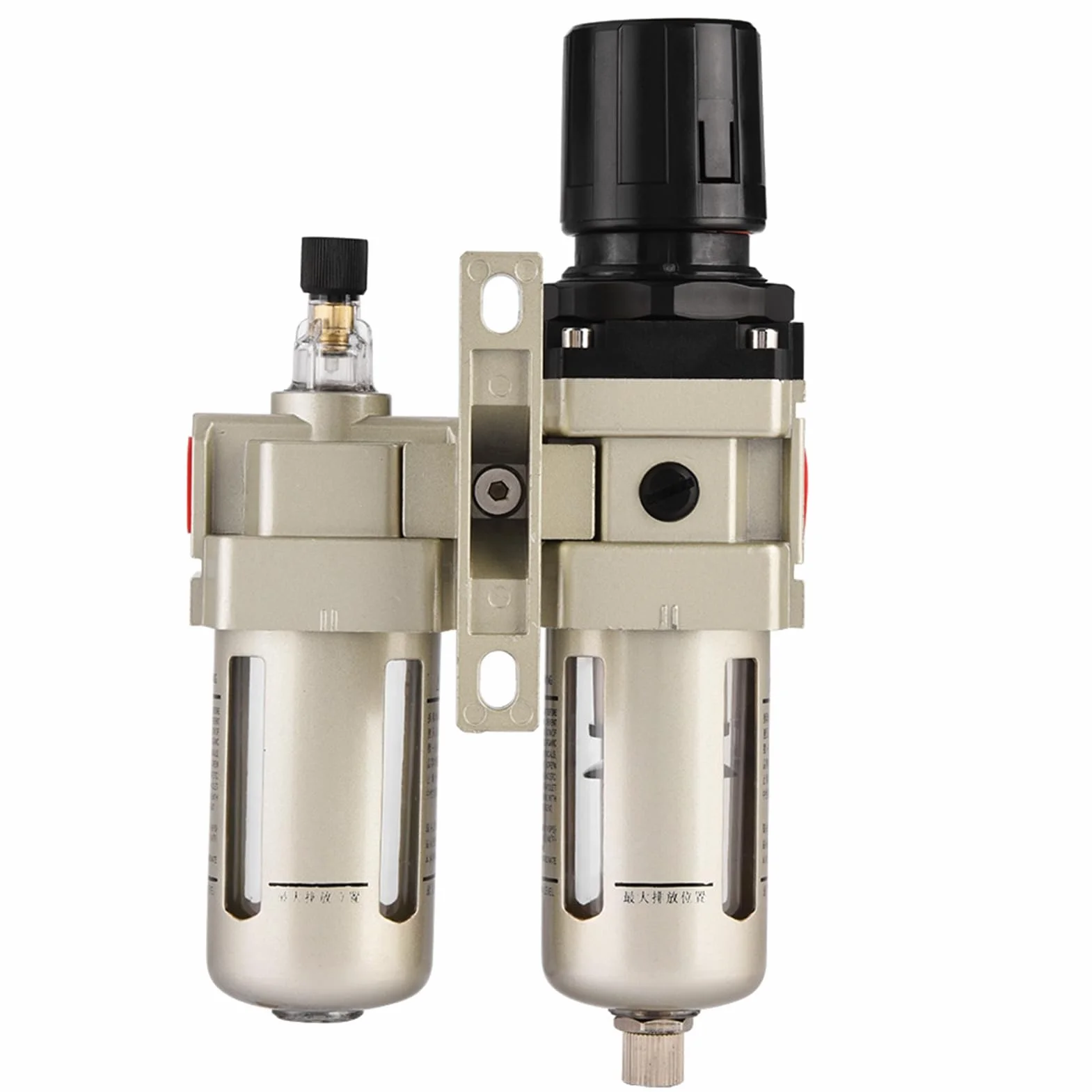 Regulador de Filtro y Lubricador de Aire Comprimido, AC3010-03, Combinado con Filtro de Agua y Separador de Humedad, Entrada 3/8", Aleación de Aluminio, Presión 0.05-0.85MPa