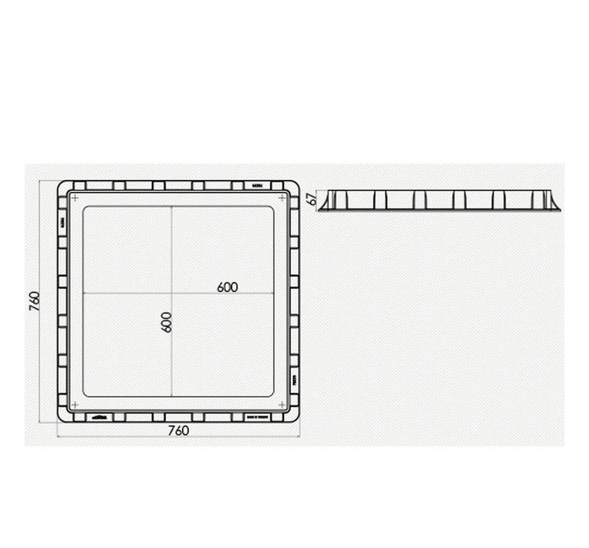 Tapa de pozo o alcantarilla, transitable, cubierta para conducto de inspección, clase A15, (70 x 70 cm)