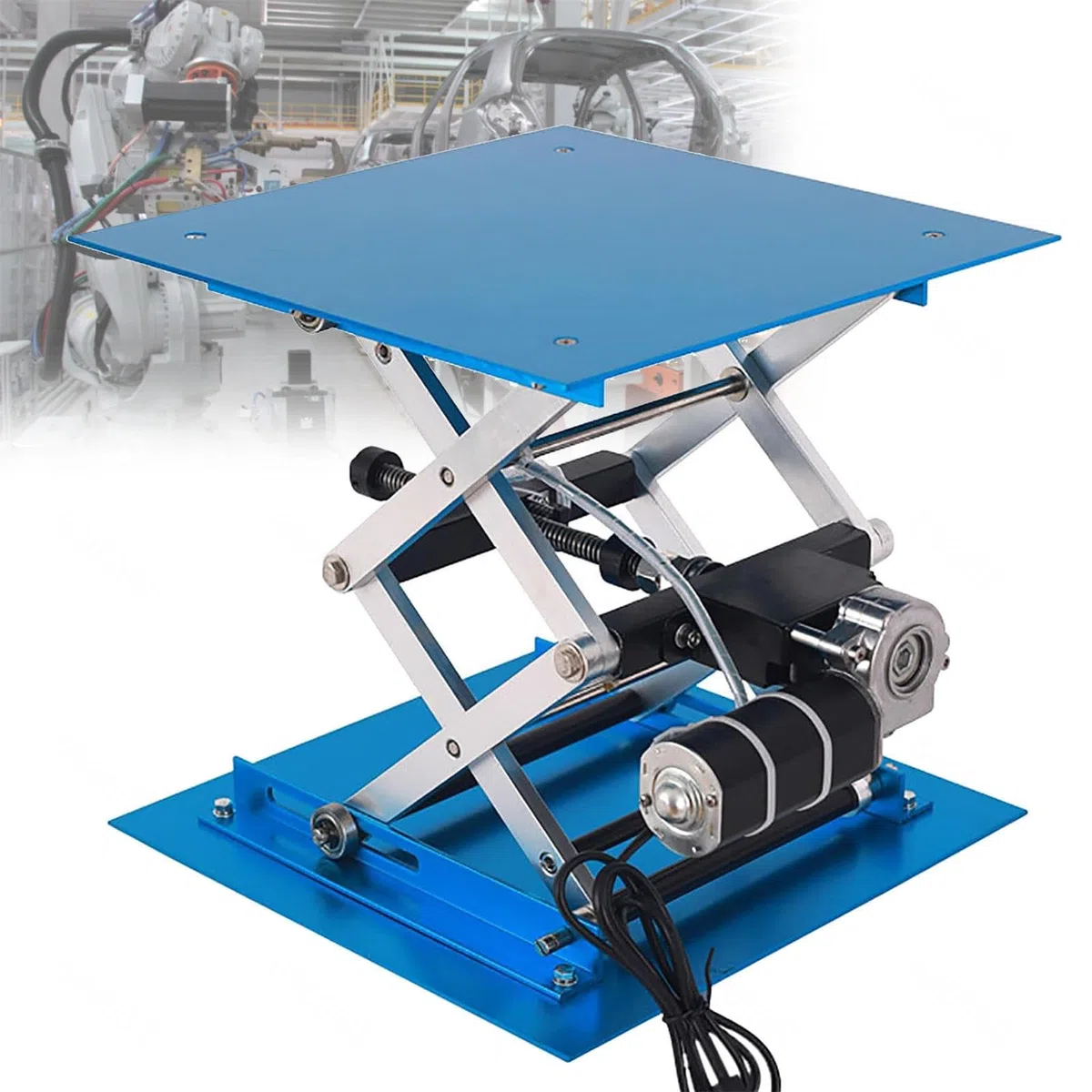 Plataforma de elevación eléctrica, elevación de laboratorio de óxido de aluminio de 250 x 250 mm, capacidad de carga de 30 kg, altura ajustable de 90 a 365 mm, para laboratorios escolares y uso