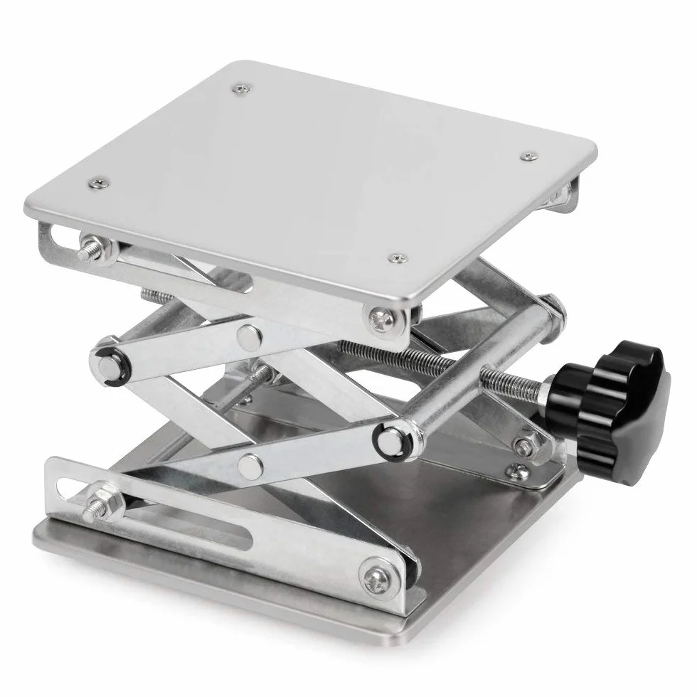 stonylab Mesa Elevadora de Tijera, 150 x 150 mm Plataforma Elevadora de Acero Inoxidable, Jack de Laboratorio, Rango de Altura Expandible de 75 mm a 260 mm, Peso de Soporte 10 kg