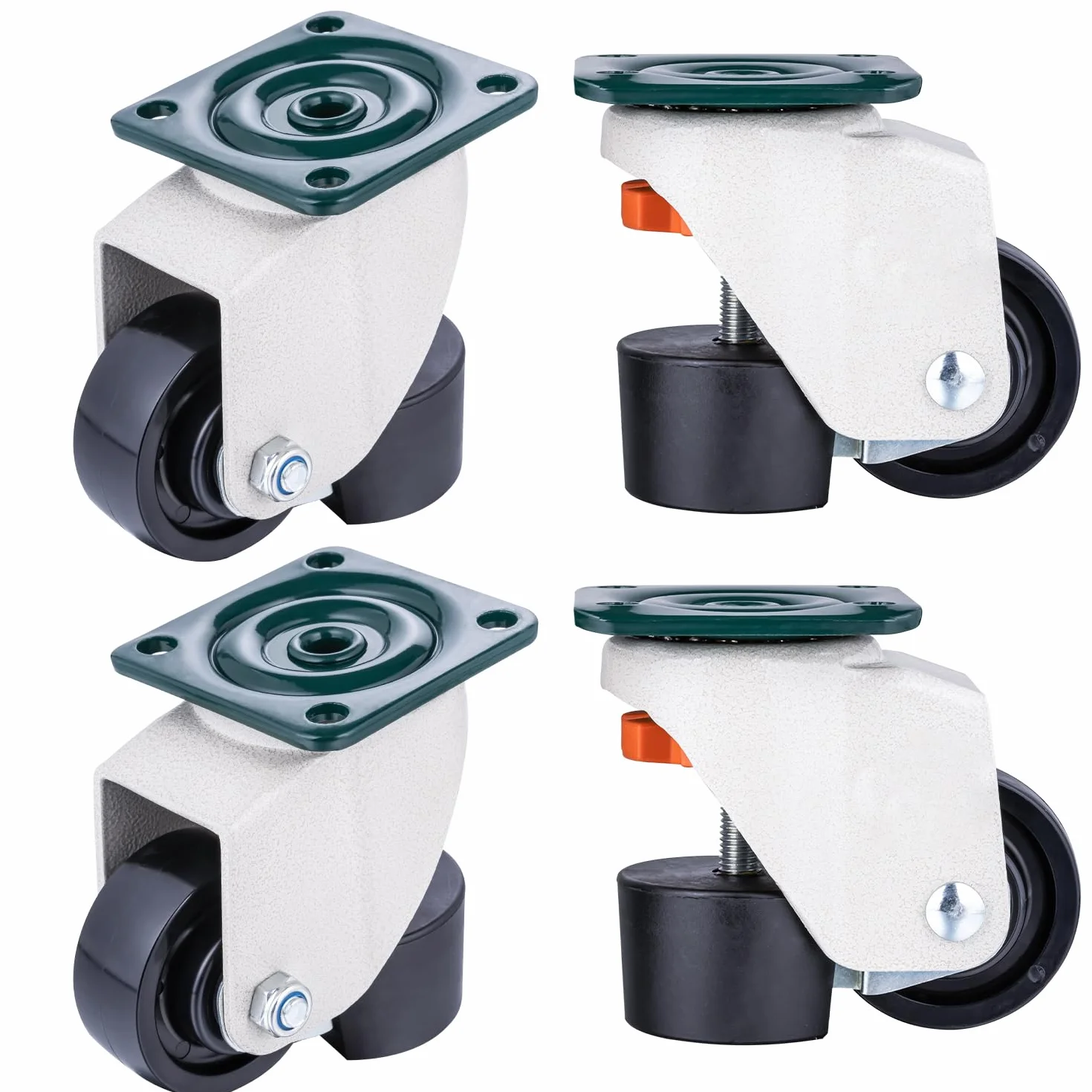 KATSU Ruedas Niveladoras 4 Piezas 550kg Carga Estática 50mm Giratorias Retráctiles Altura Ajustable