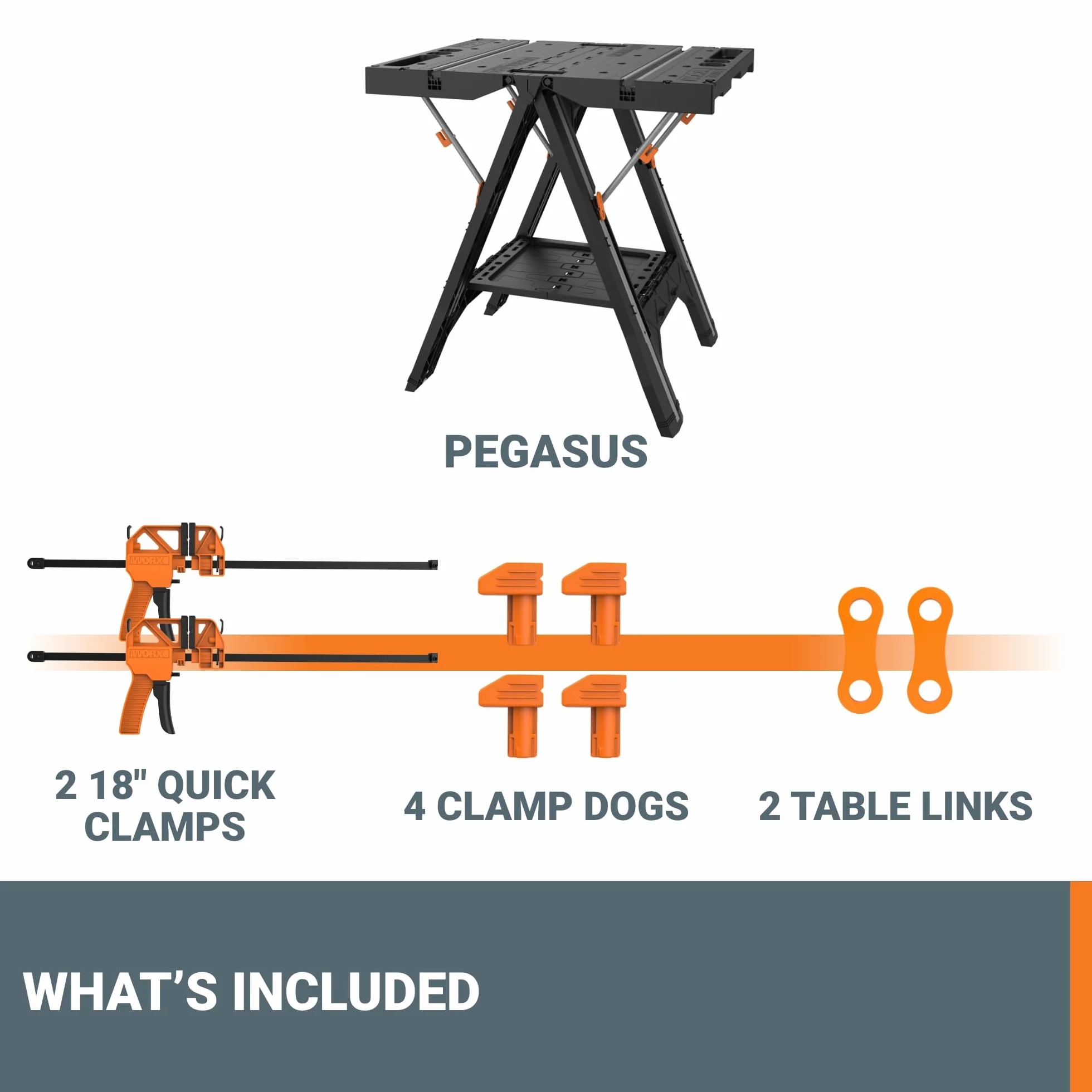 WORX WX051 Pegasus - Mesa de trabajo plegable y caballete