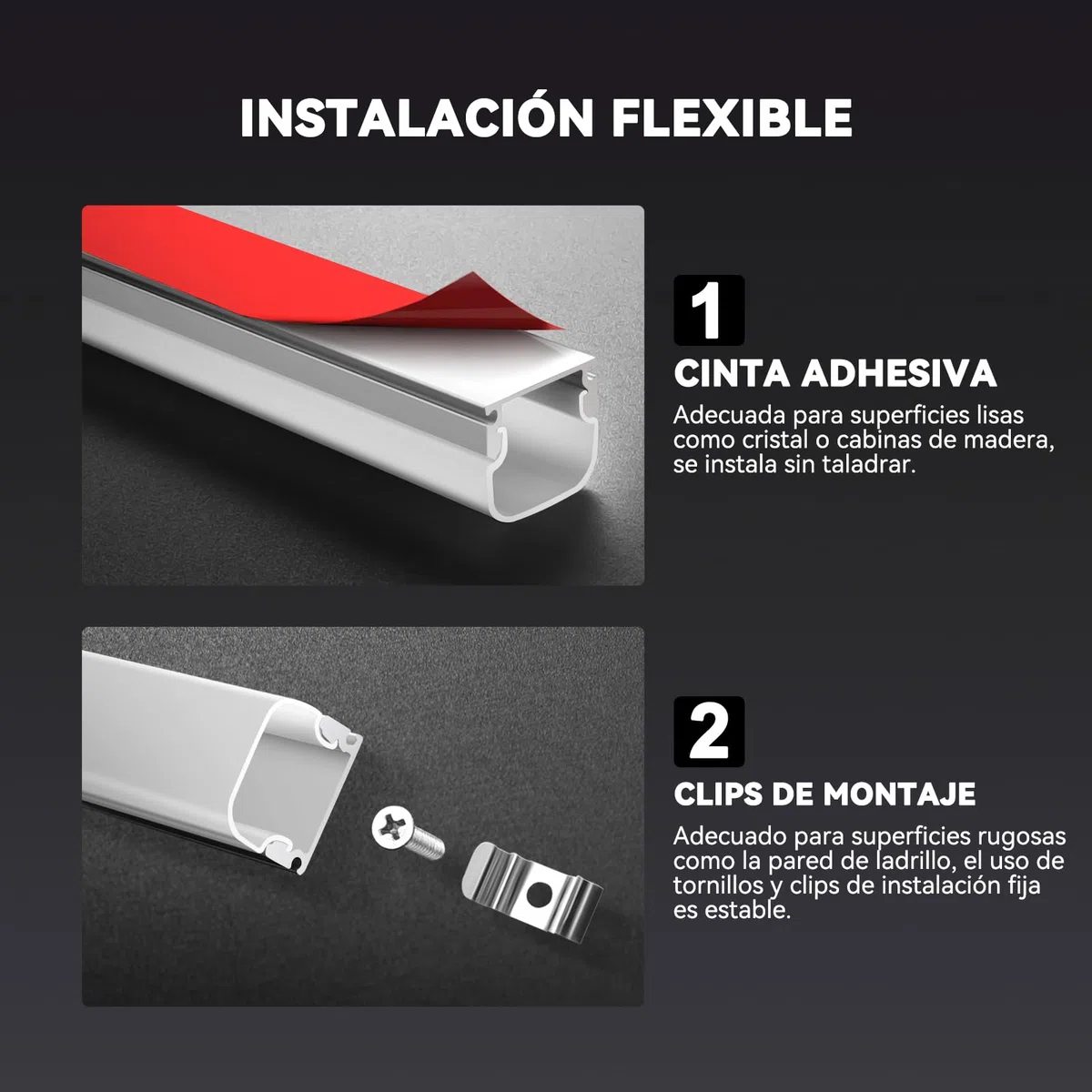 HOMMAND Perfil Aluminio Tira LED, 10 Pack 1m Perfil de Aluminio para LED Forma de U Altura añadida, Canal de aluminio LED, con Conector de Esquina, Adhesivo, Tapas finales, Clips de Montaje