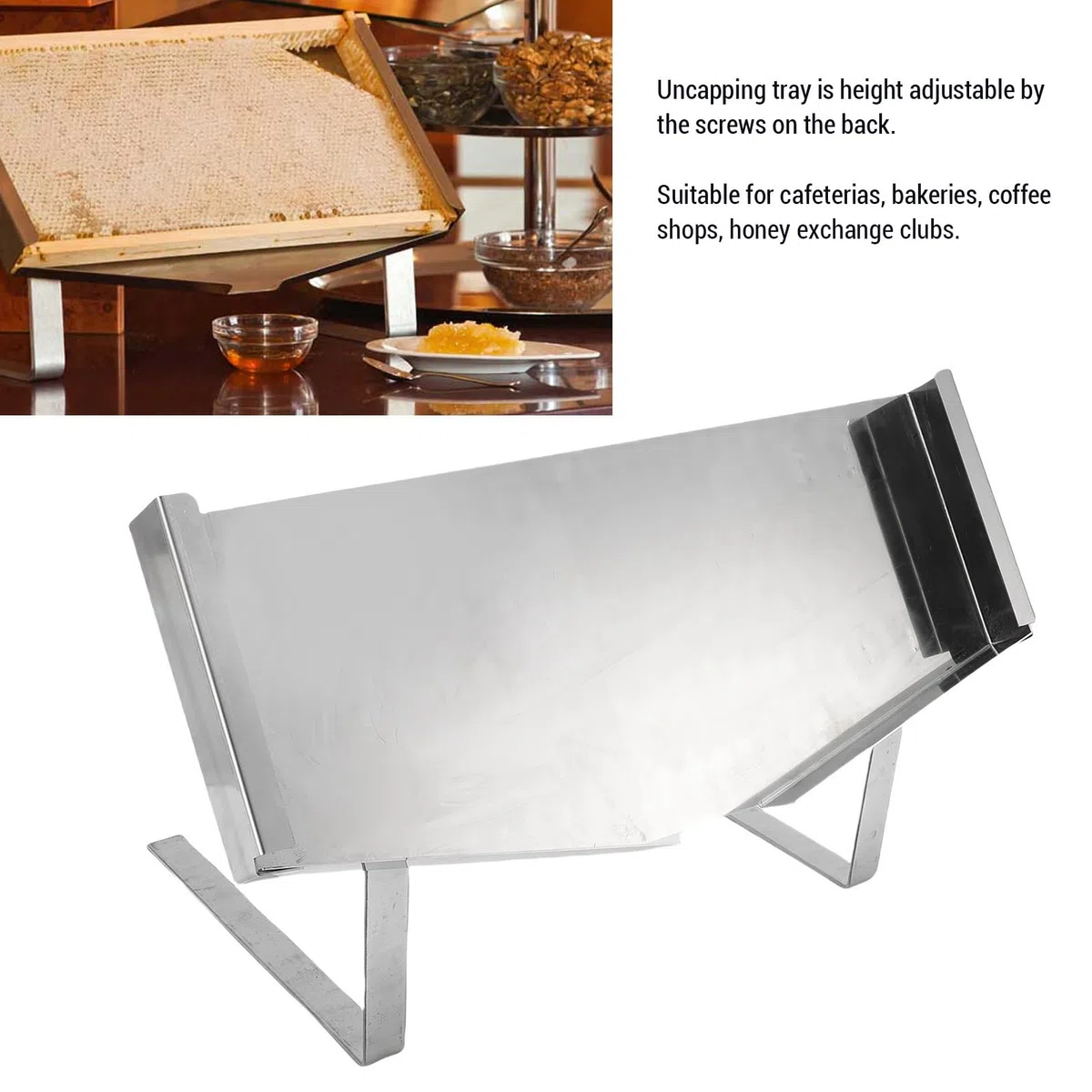 Marco de Marco de Panal de la Pantalla de Soporte de Soporte de Colmena para Apicultura Adecuada para apiarios, restaurantes, panaderías y cafés Plateados