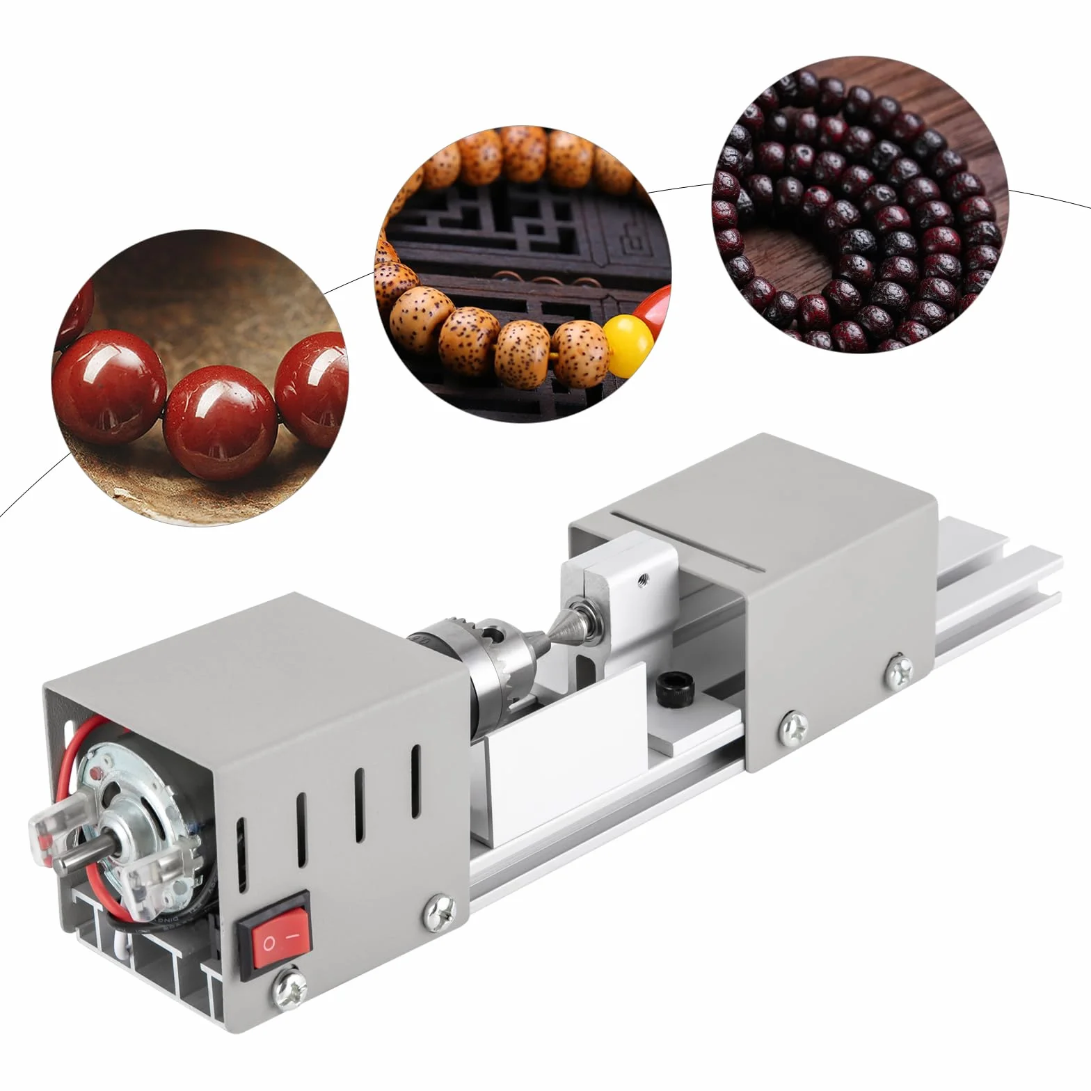 Micro cuentas budistas pequeño torno pulido auto perlas bolas máquina de perlas de Buda Mini bancos giratorios para carpintería Palo de rosa de hojas pequeñas, huanghuali, conchas