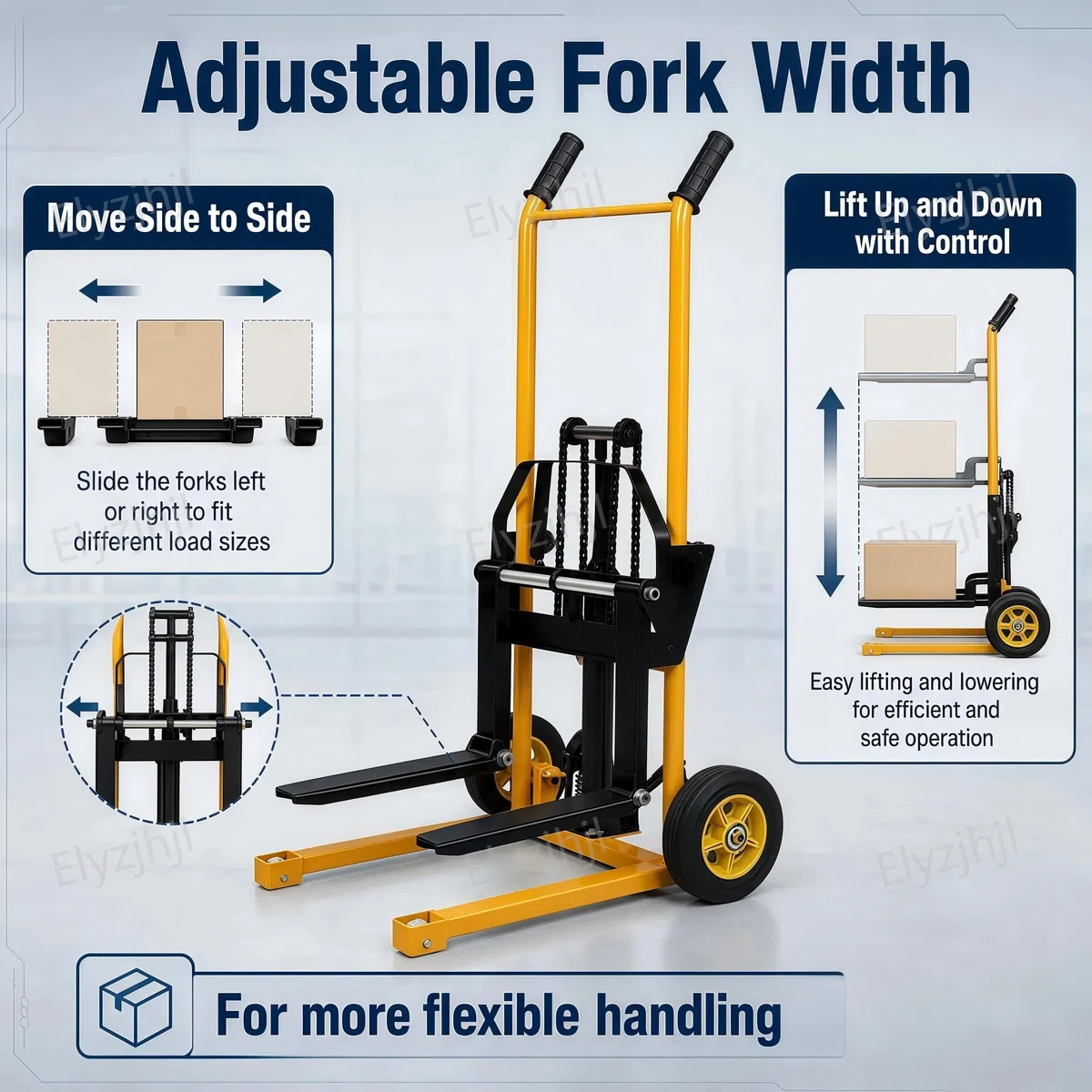 Apilador Hidráulico con Cabrestante Carga de 200 kg, Mesa Elevadora Hidráulica, Carretilla Manual Elevación de 90 cm, Apiladoras Plegable y Portátil, con Ruedas, para Fábricas, Almacenes
